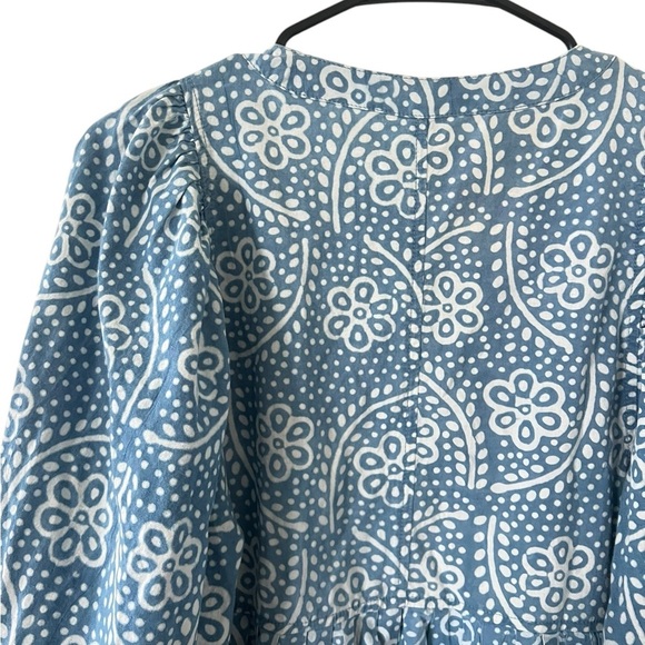 Madewell Bubble-Sleeve Button-Front Mini Dress in Indigo Paisley - Picture 8 of 8